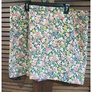 LOFT Floral Mini Skirt in Navy with Pink, Yellow & Green Embroidery